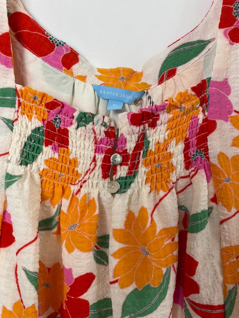 Draper James Flowy Top Vibrant Floral Pattern Flutter Sleeves Square Neck XXL - Picture 2 of 11